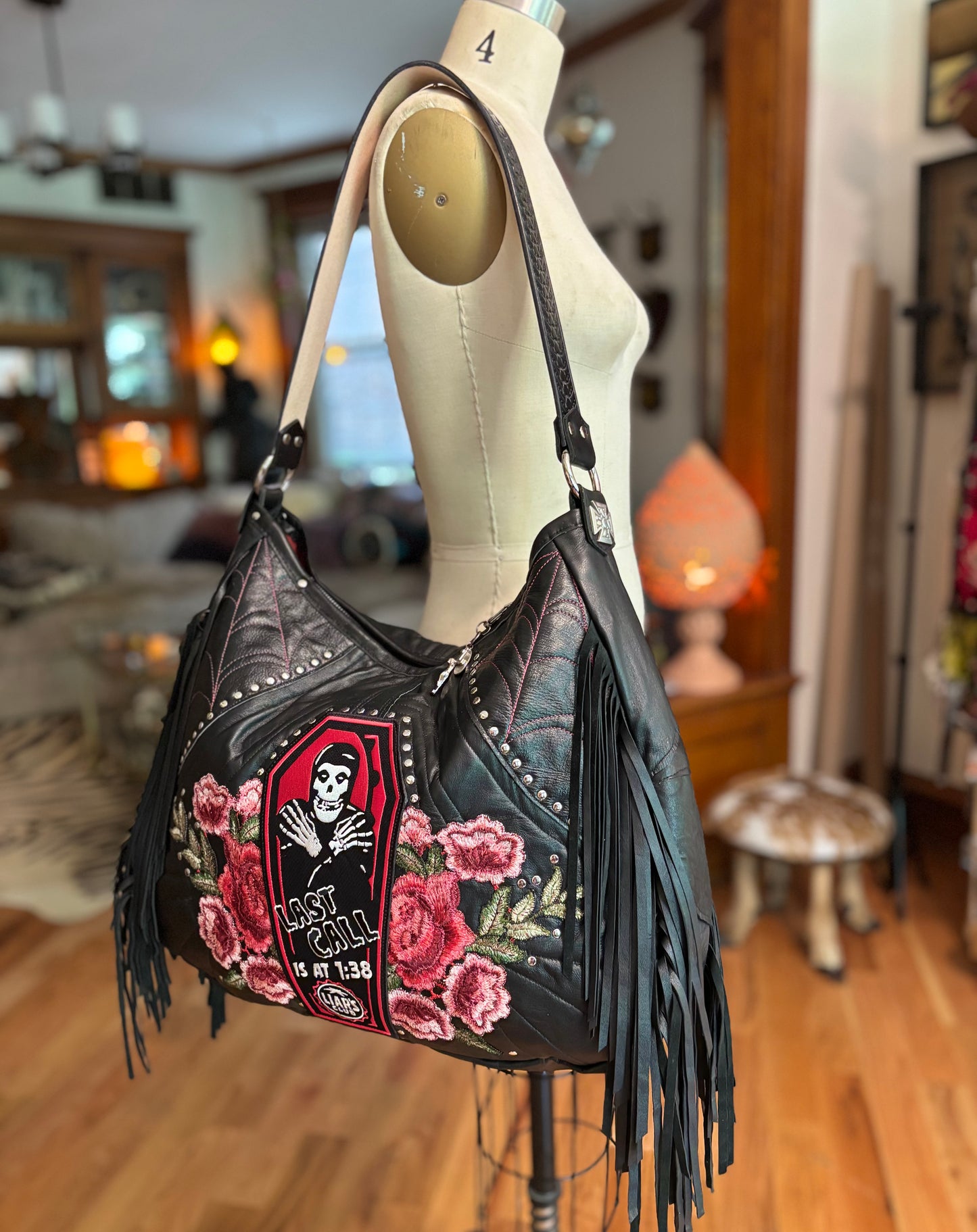 Black Leather Rock n Roll Queen Bag
