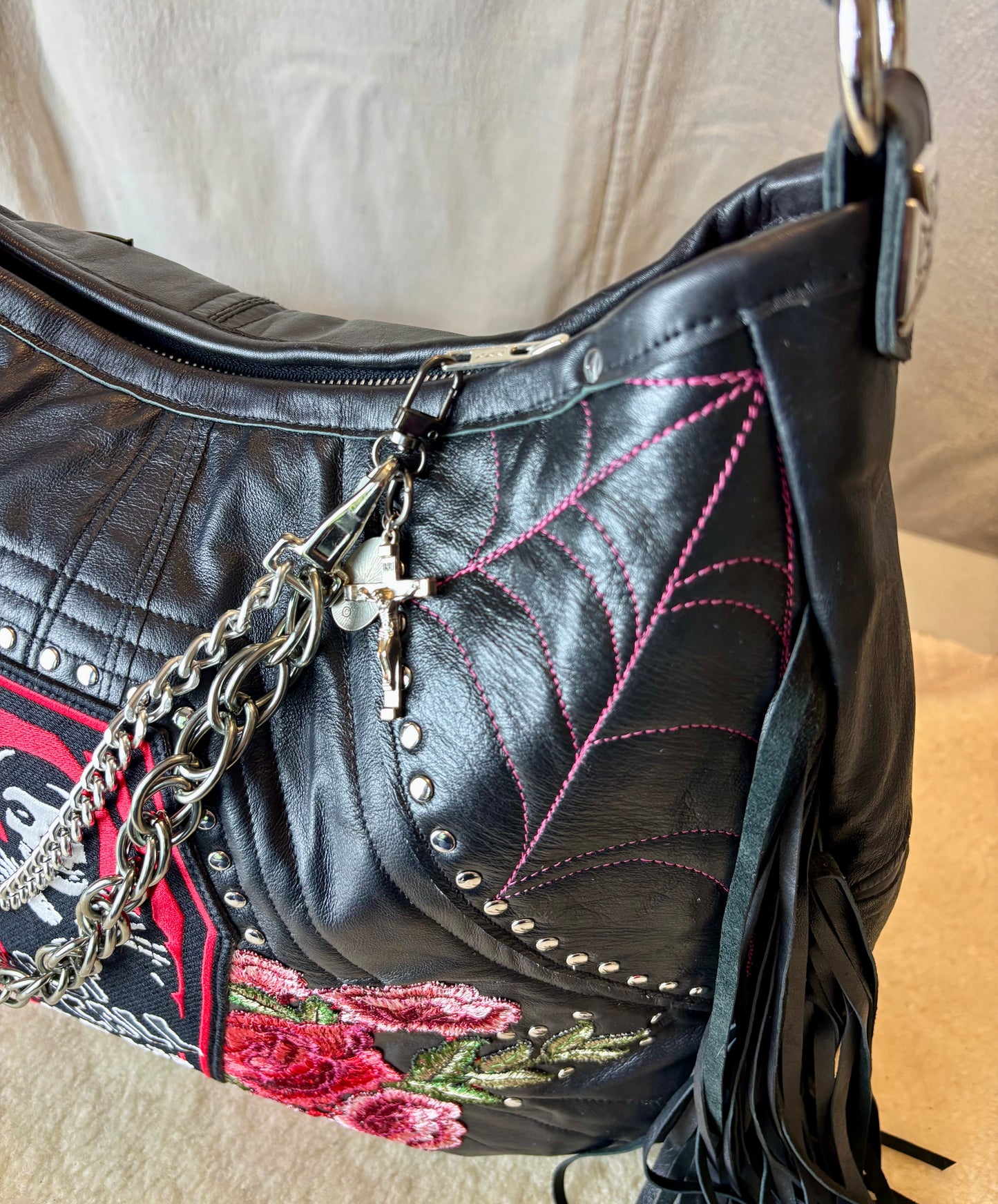 Black Leather Rock n Roll Queen Bag