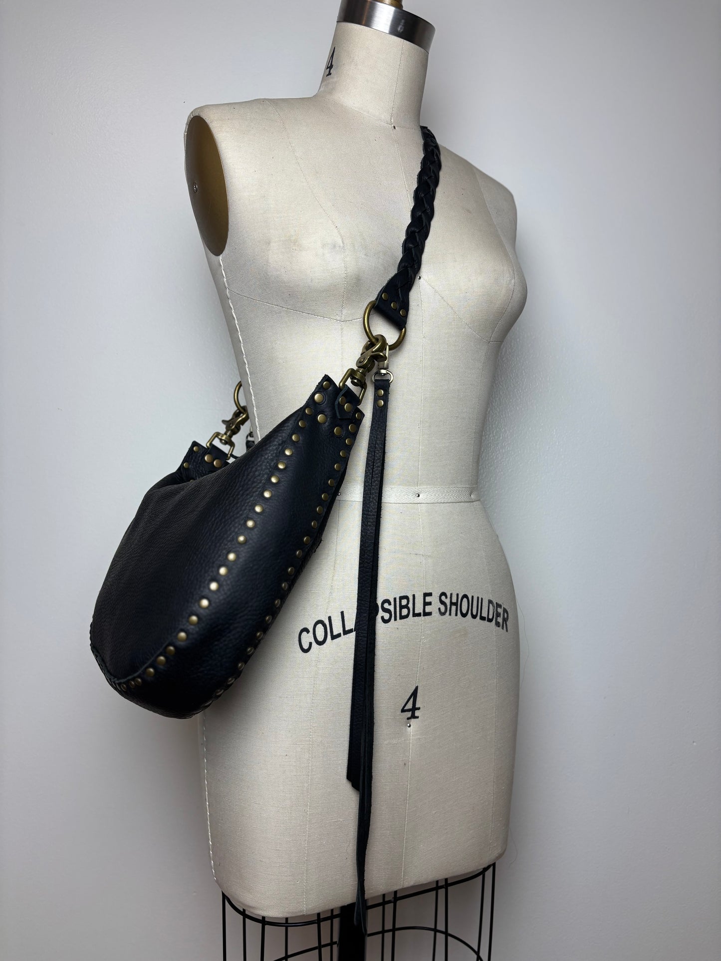 Black & Brass Crescent Bag