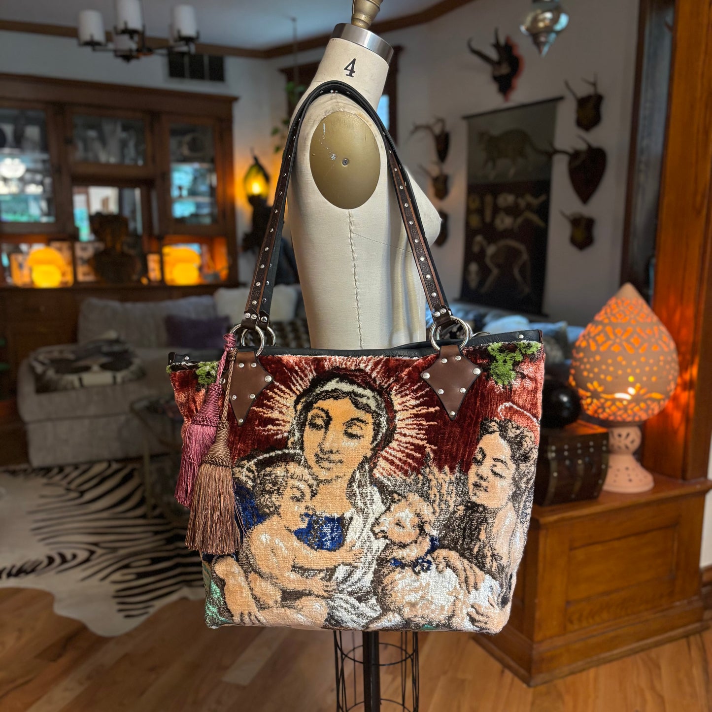 Vintage Velvet Virgin Tapestry Bag