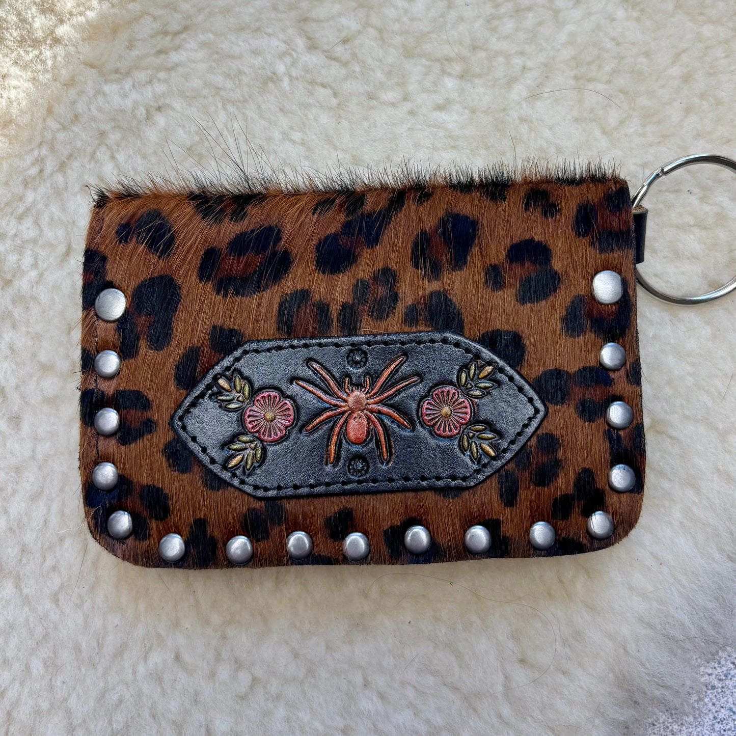 Leopard Wallet with Spider Patch