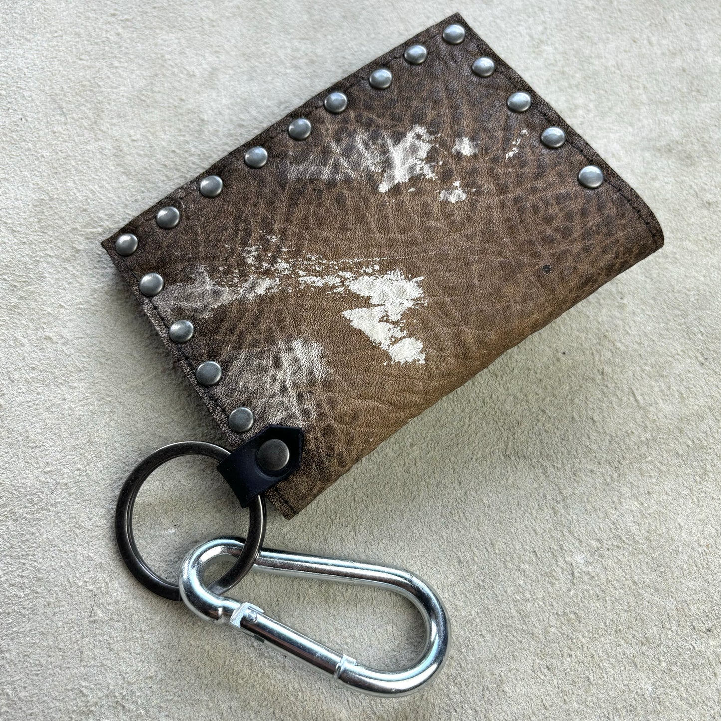 Distressed Tan Wallet with Vintage Rhinestone