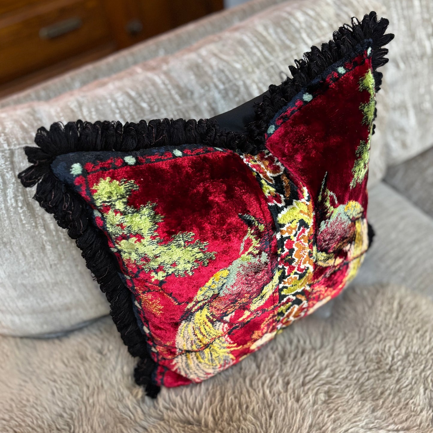 Tropical Birds Vintage Velvet Pillow