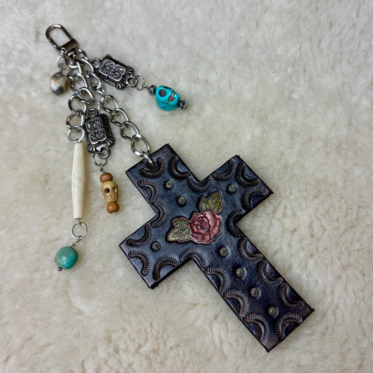 Rose Cross Bag Charm