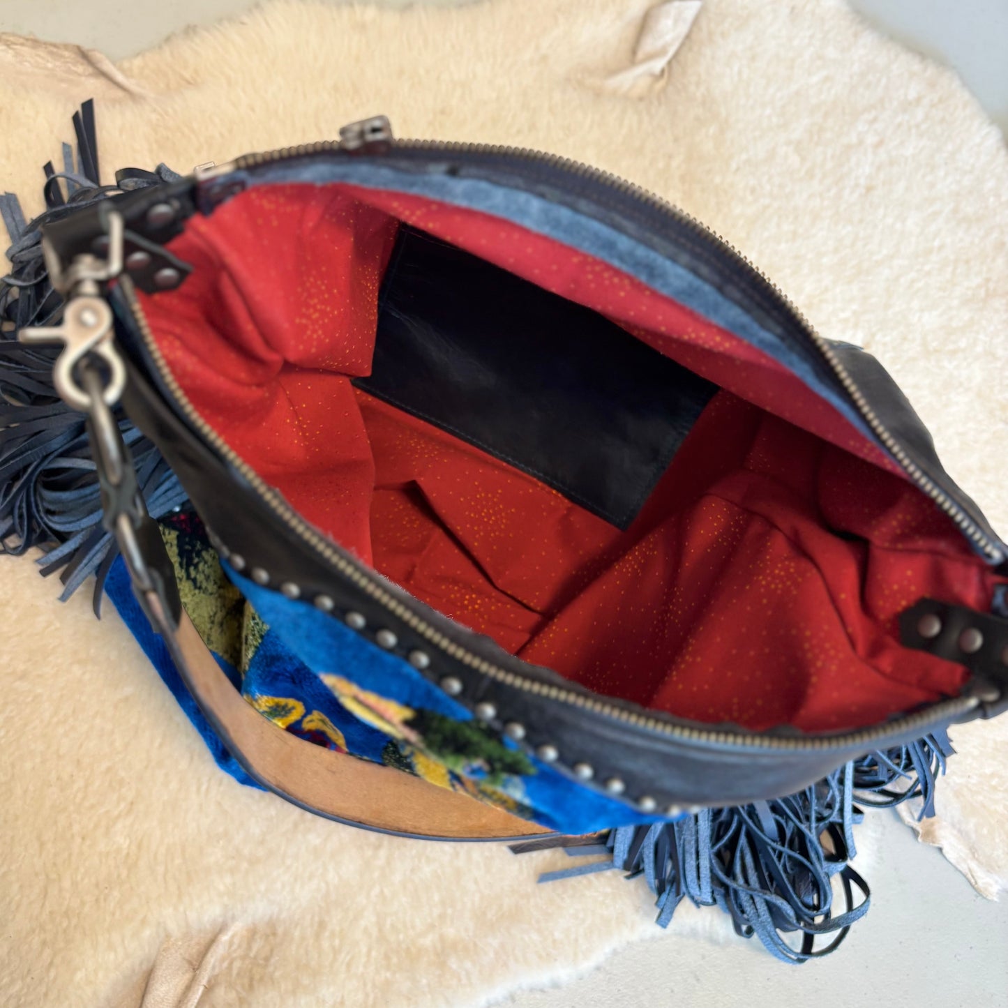 Velvet Tapestry Fringed Bird Bag