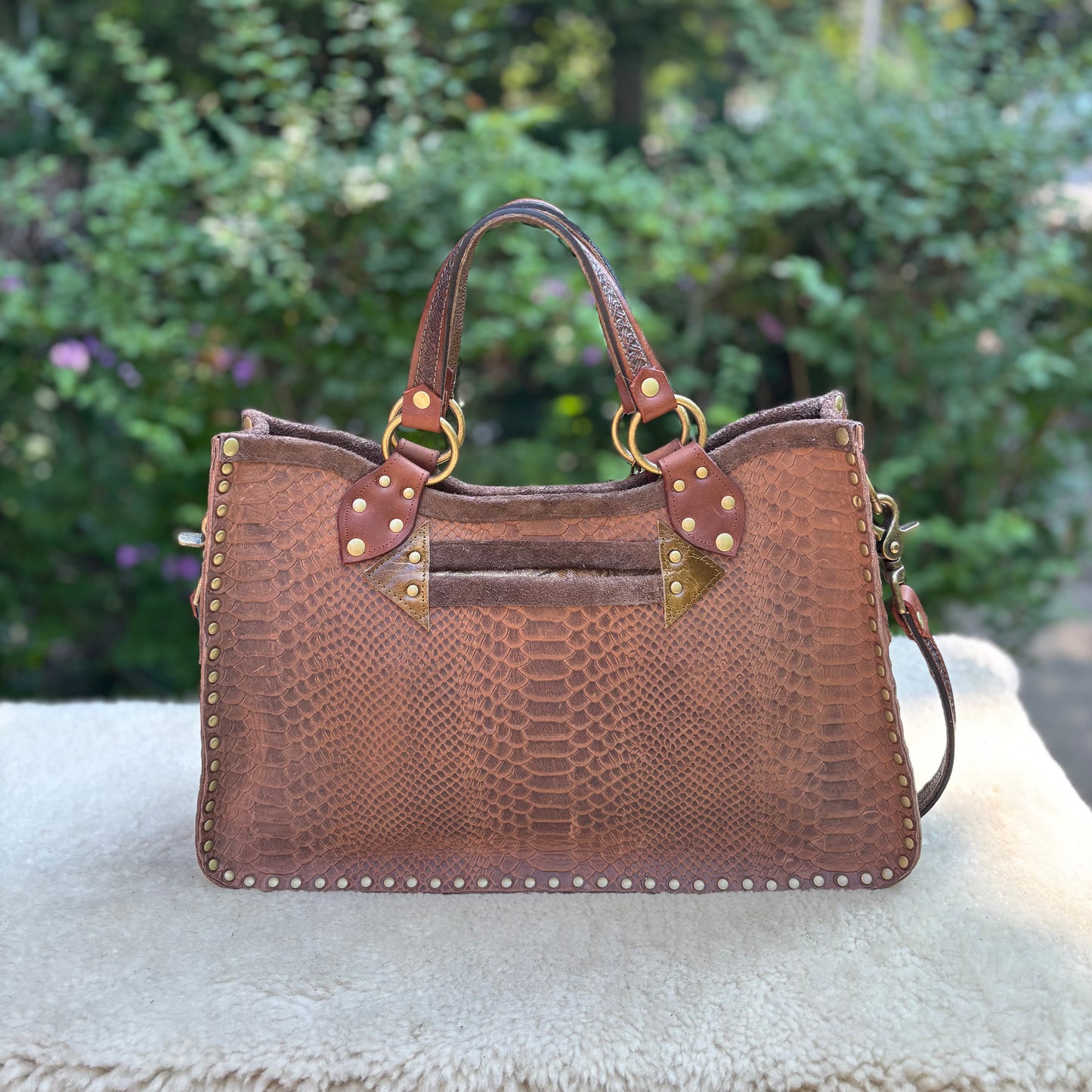 Brown and Green Needlepoint Heirloom Bag