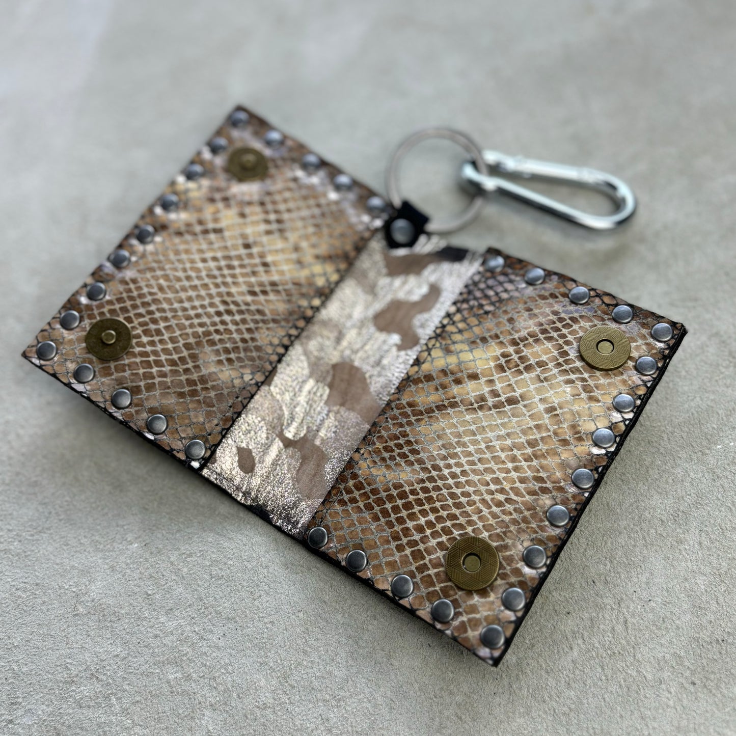 Distressed Tan Wallet with Vintage Rhinestone