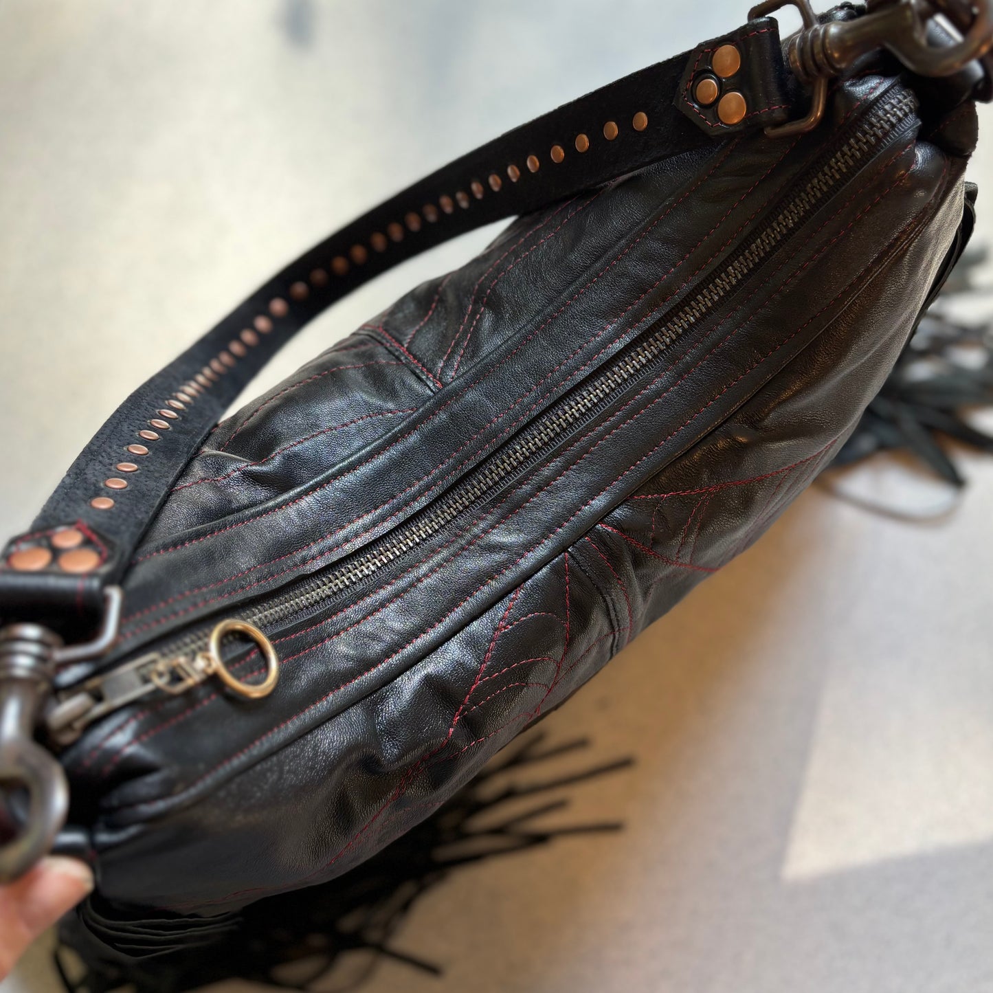 Black and Red Zip Top with Crosses