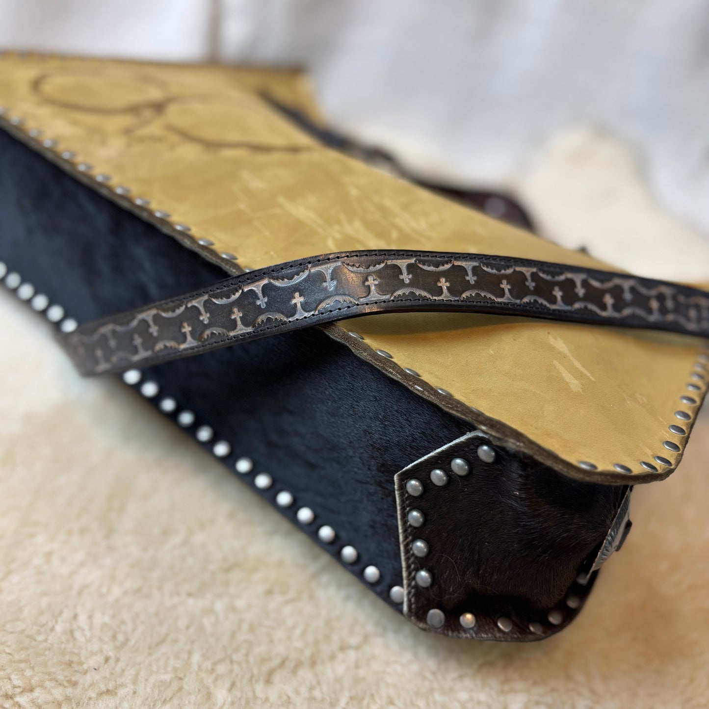 Branded Cowhide Box Bag