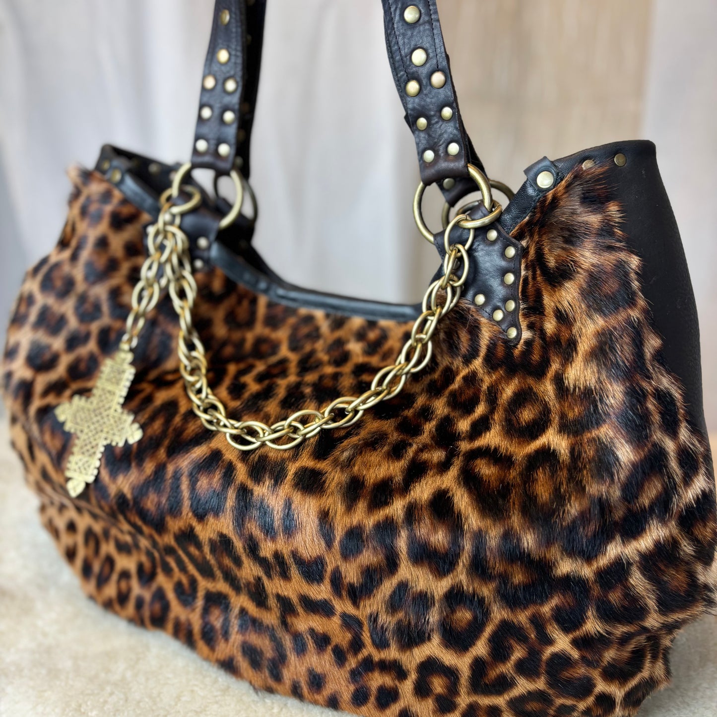 Leopard Fur Oversized Tote