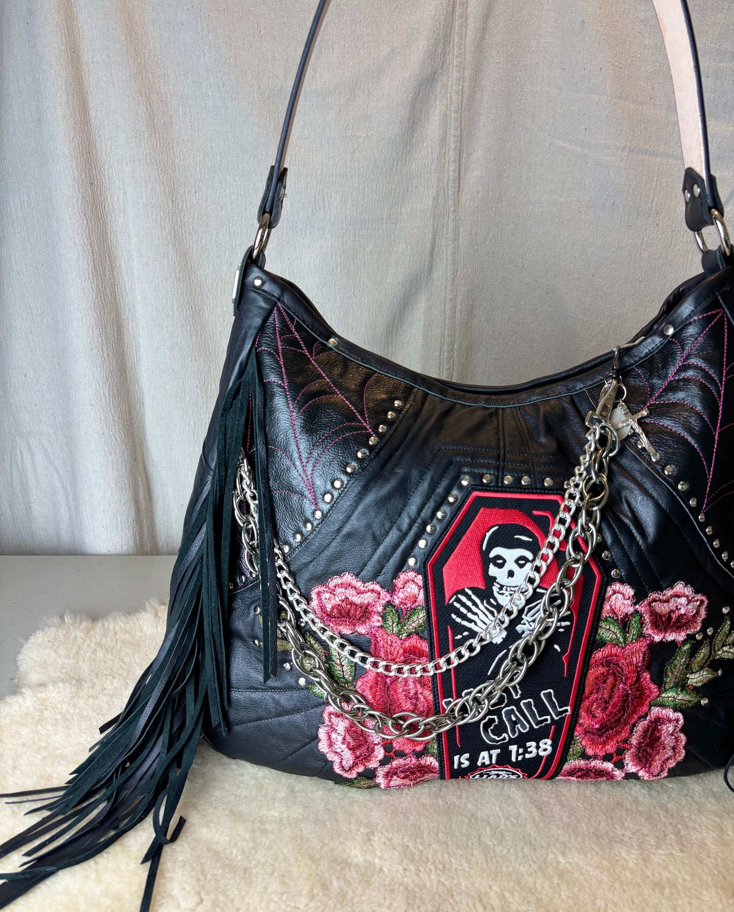 Black Leather Rock n Roll Queen Bag