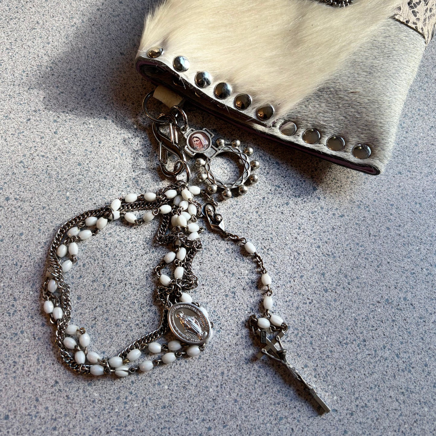 Winter White HairOn Hide Clutch