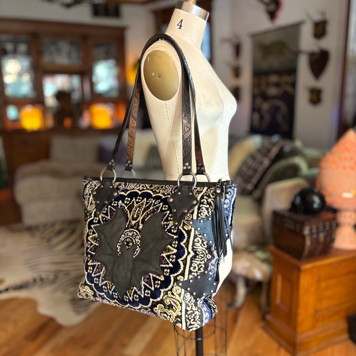 Moroccan Velvet with Leather Bat Weekender