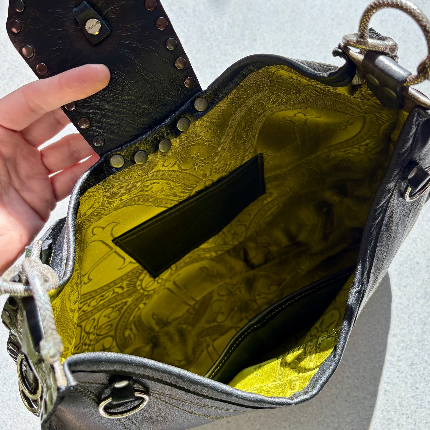 Black and Green Spiderweb Bag