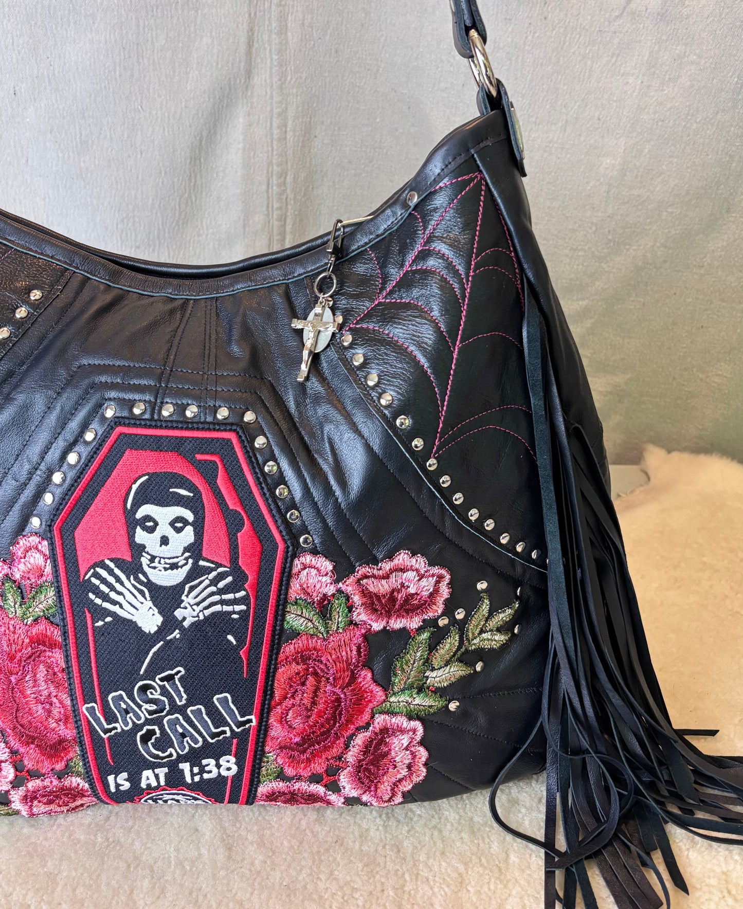 Black Leather Rock n Roll Queen Bag