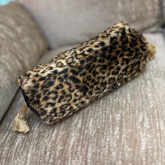 Vintage Faux Leopard Bolster Pillow