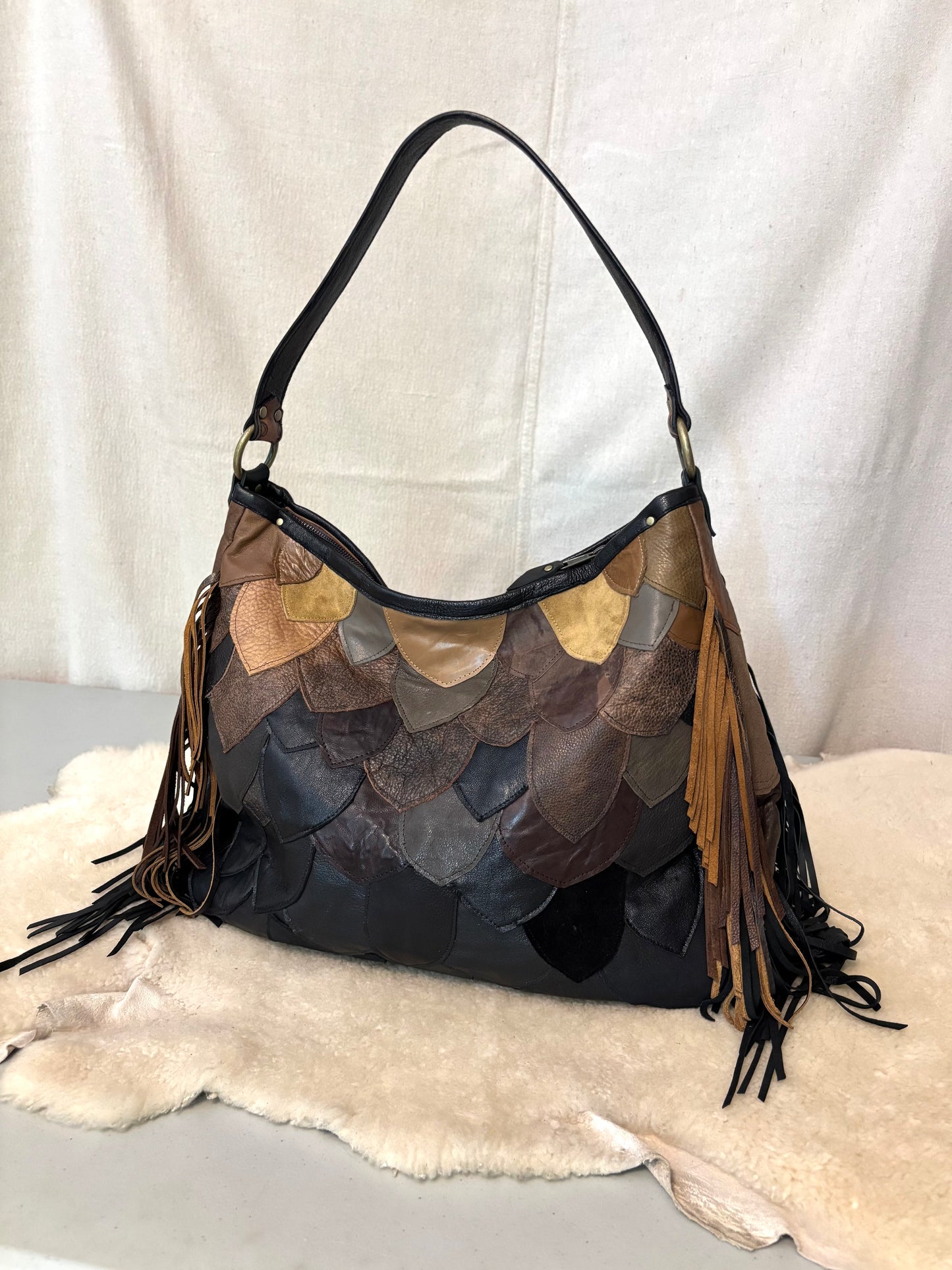 Reclaimed Leather Fish Scale Bag