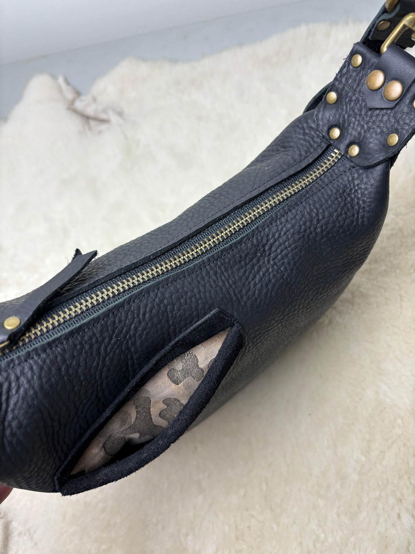 Black & Brass Crescent Bag