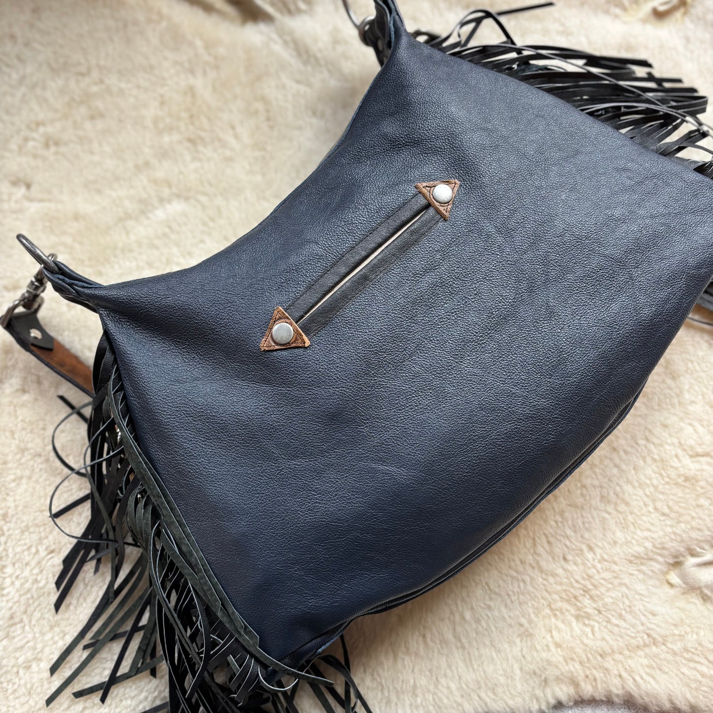 Navy Fringed November Bag