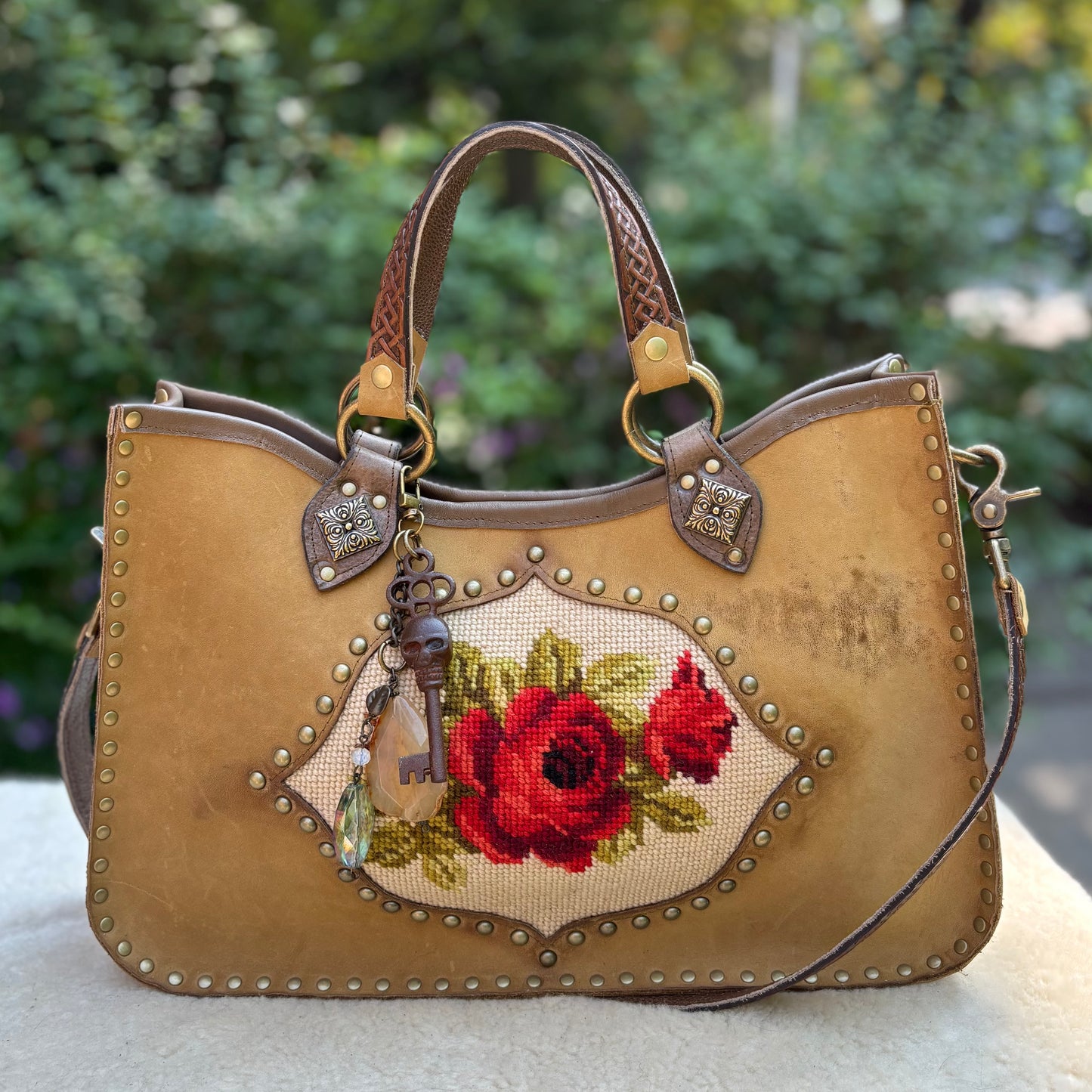 Light Olive Needlepoint Heirloom Bag