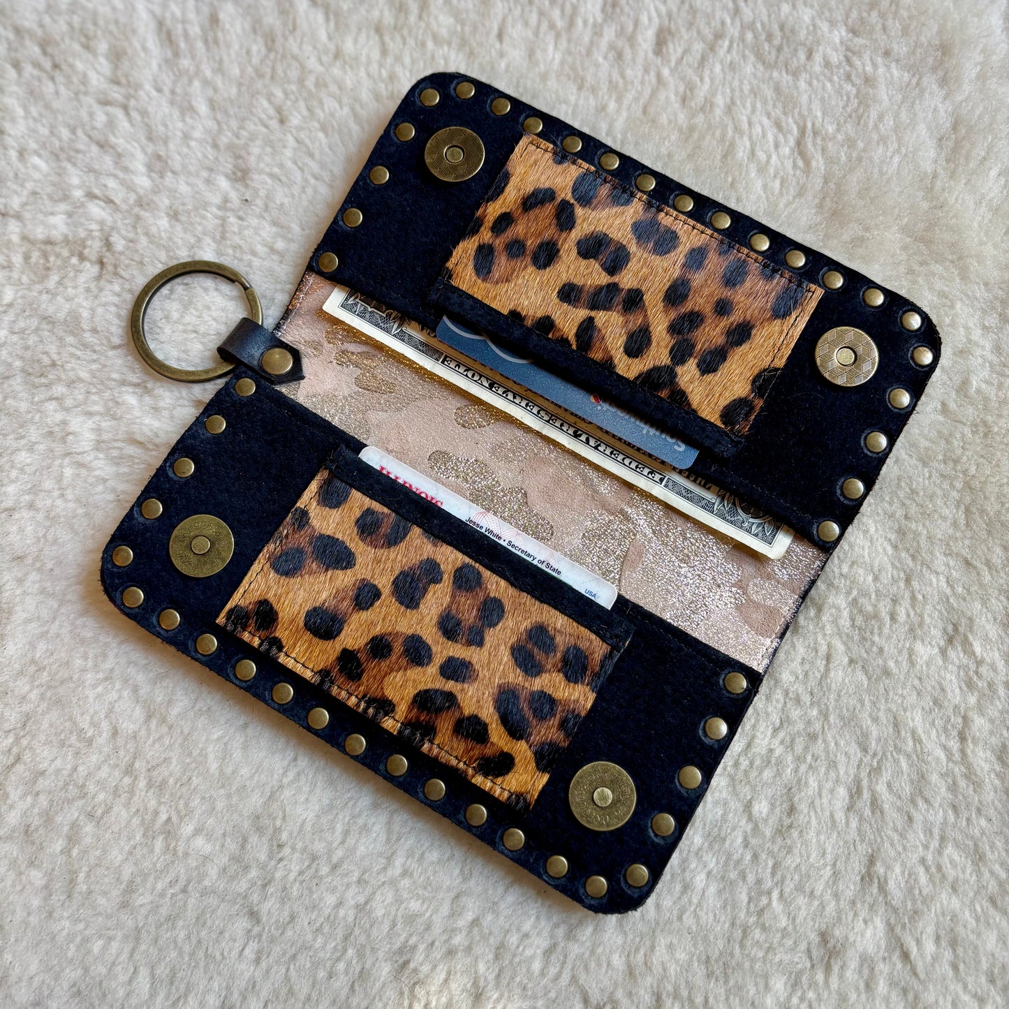 Skull and Roses Medium Croc Wallet