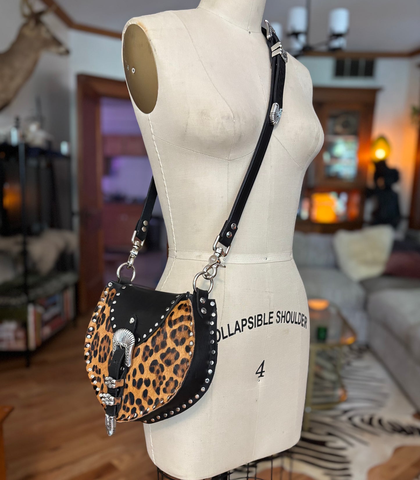 Leopard Print Hide with Silver Buckles