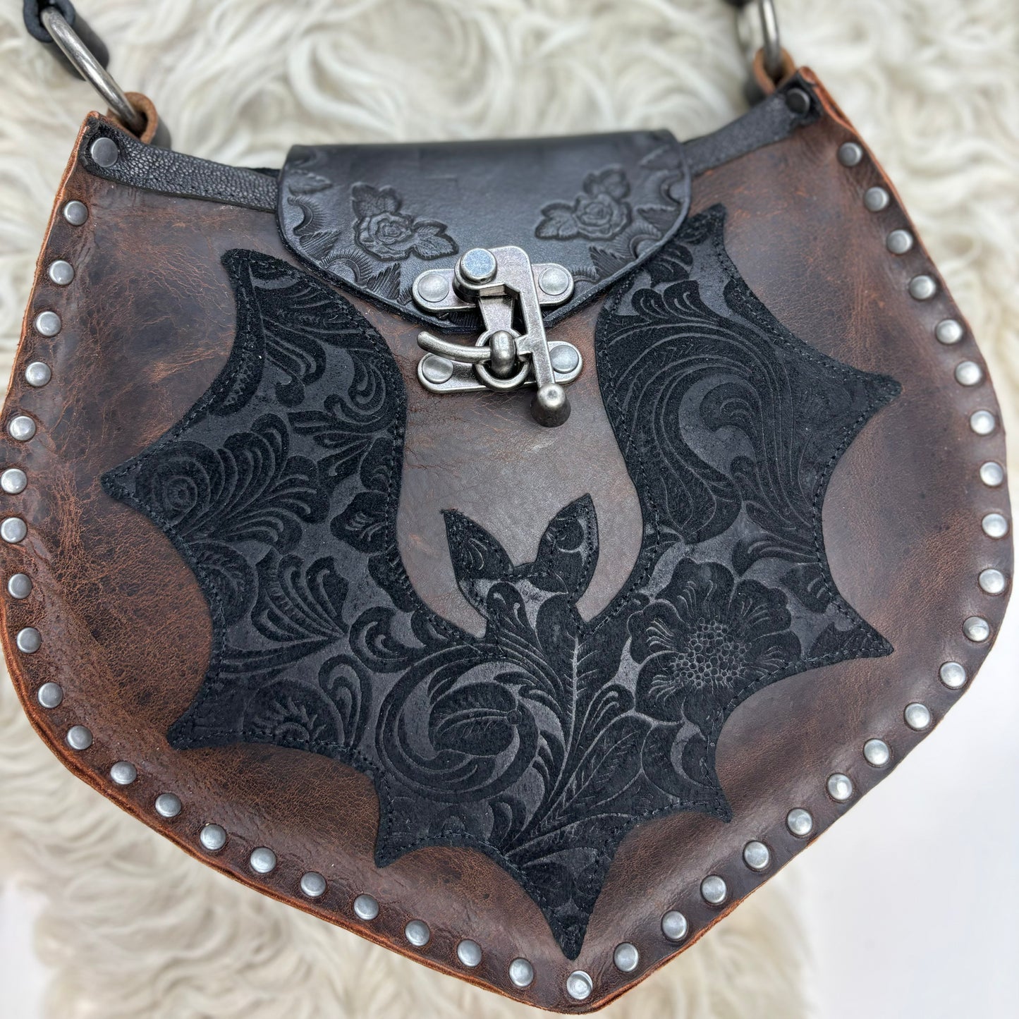 Gothic Bat Bag in Rustic Dark Brown