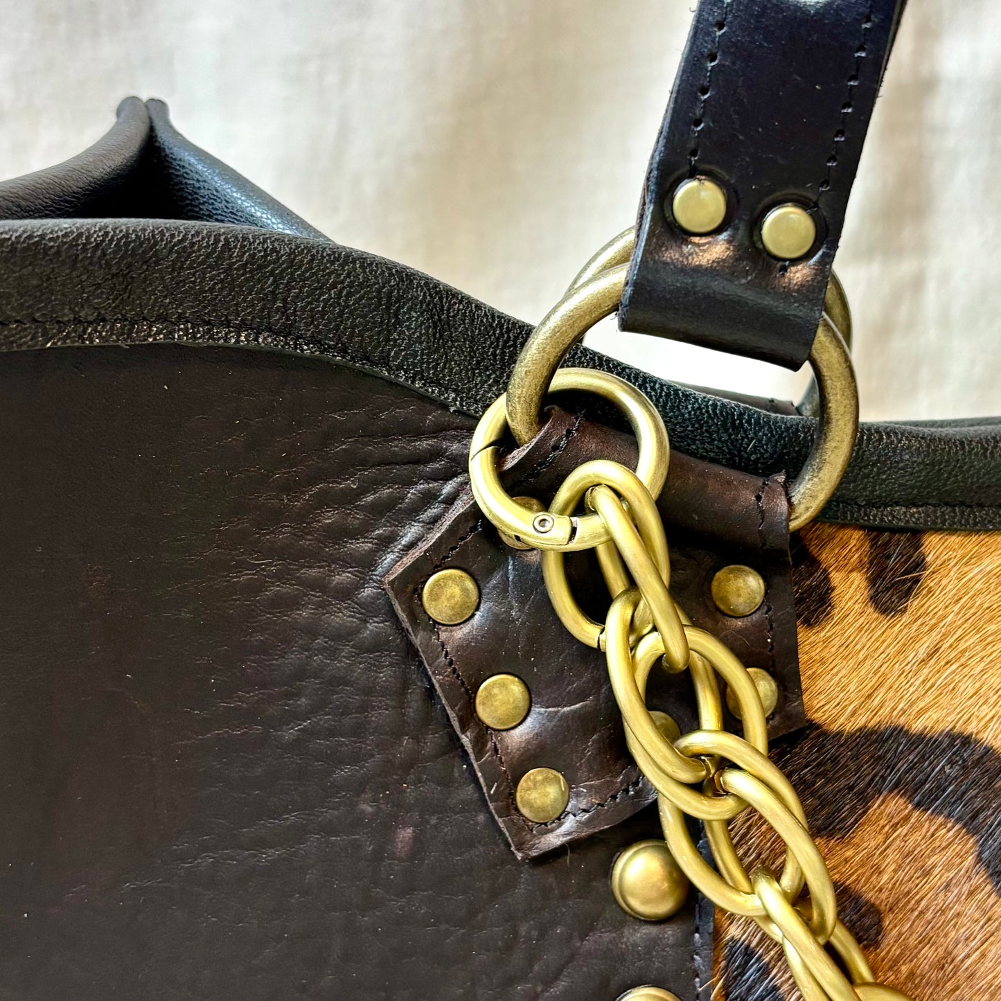 Leopard and Deep Brown Box Bag