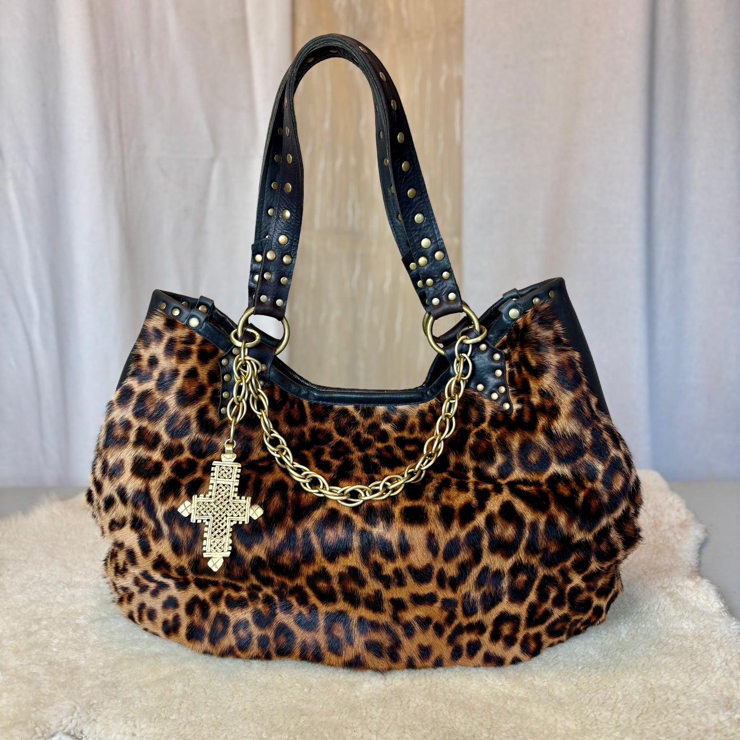 Leopard Fur Oversized Tote