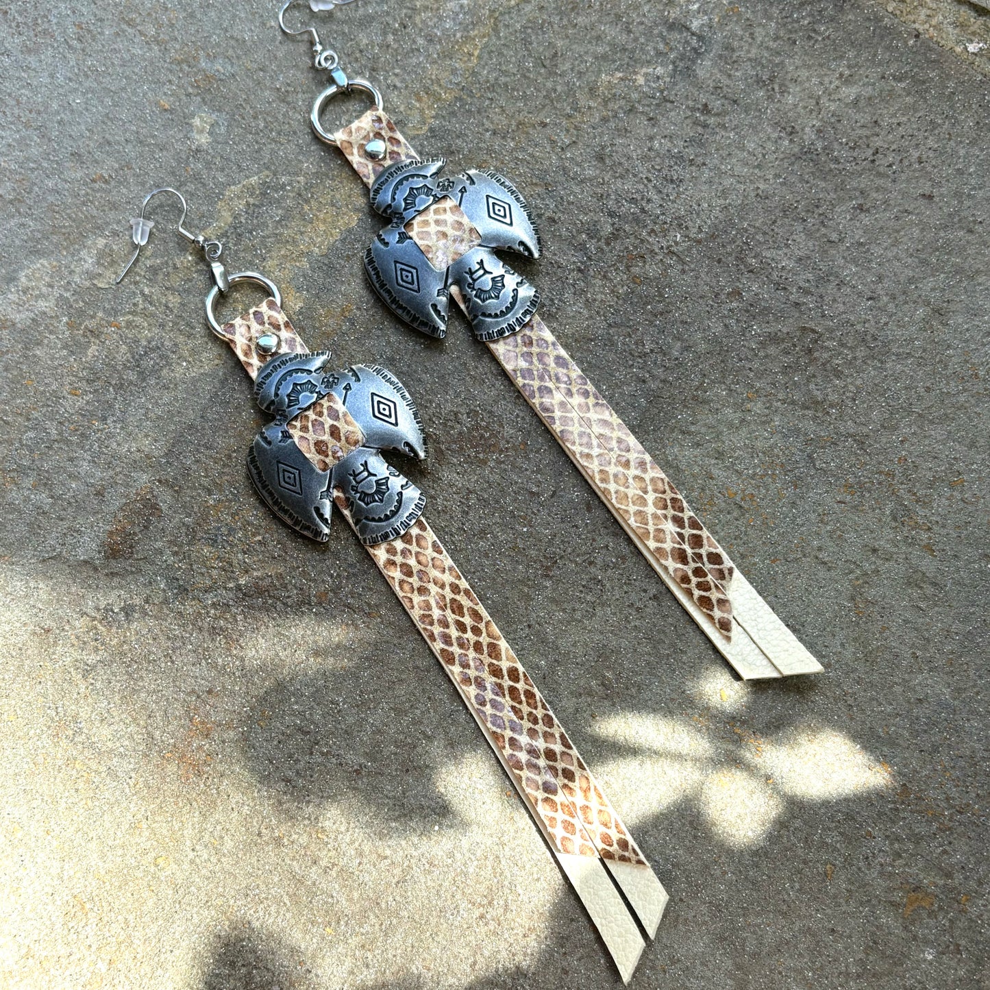 Natural Snake Thunderbird Earrings