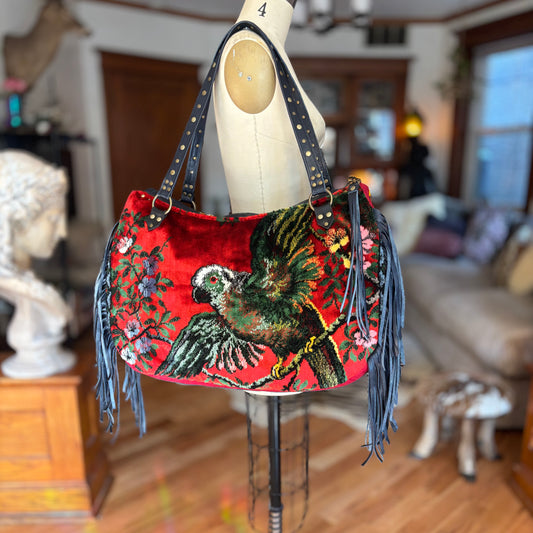 Vintage Velvet Bird Bag