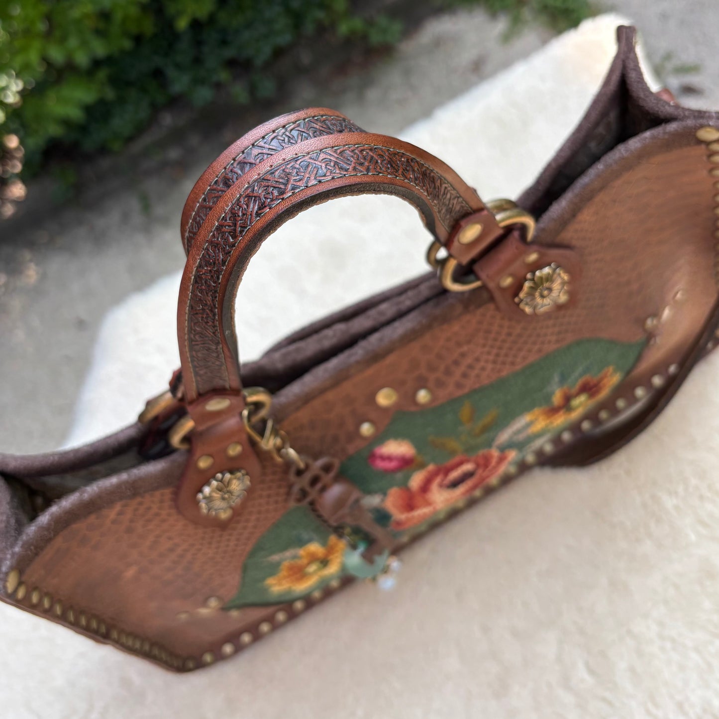 Brown and Green Needlepoint Heirloom Bag