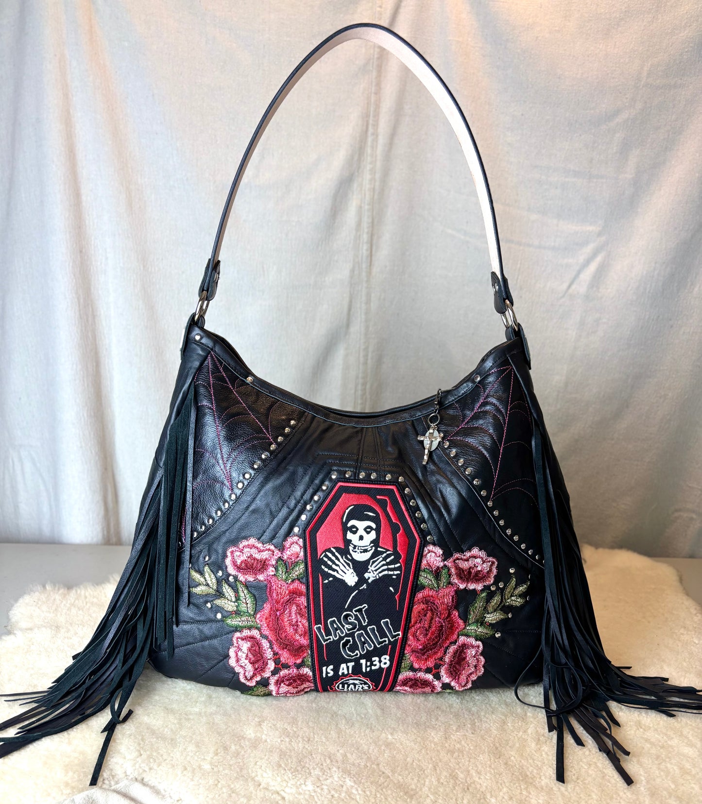 Black Leather Rock n Roll Queen Bag
