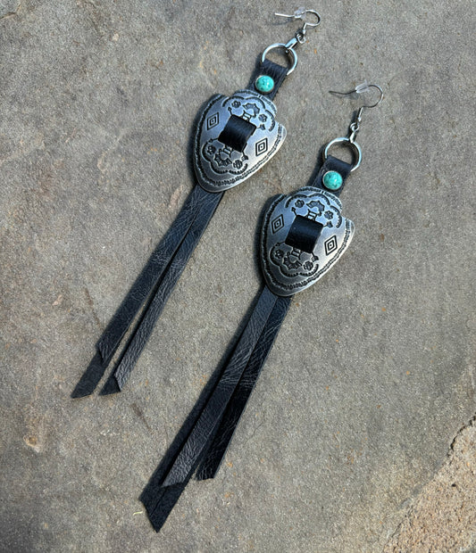 Black Arrowhead Earrings with Turquoise