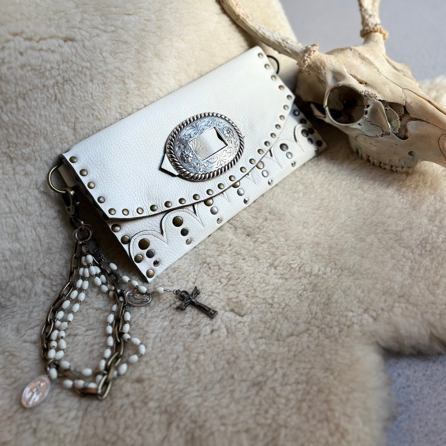 Winter White Rosary Clutch