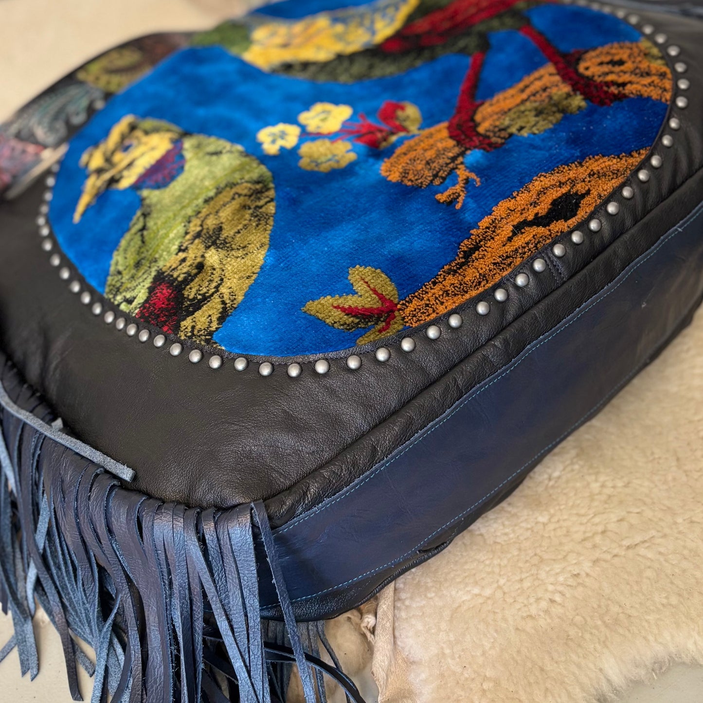 Velvet Tapestry Fringed Bird Bag