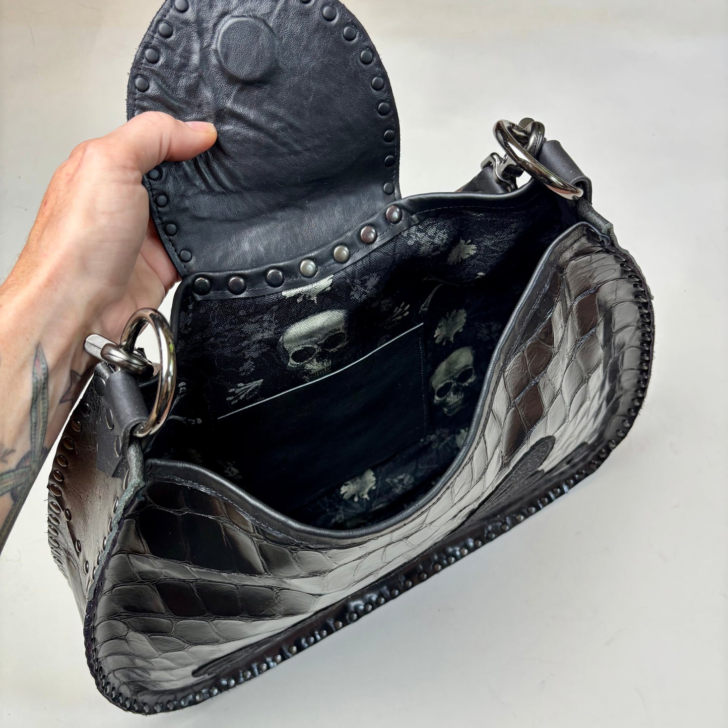 Black on Black Large Python Bag