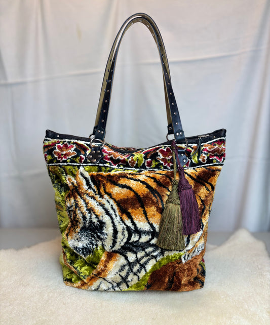 Tiger Velvet Ziptop Bag