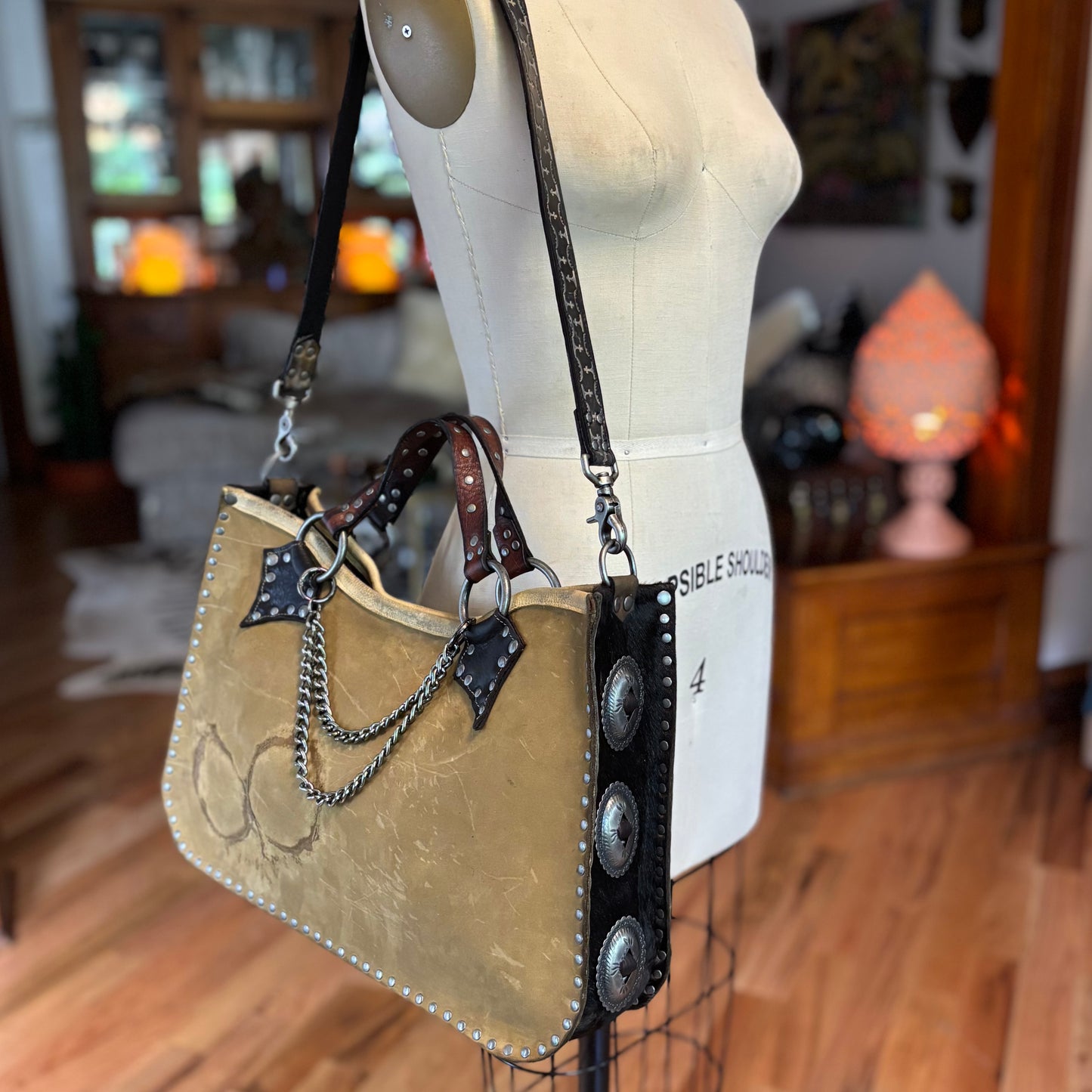 Branded Cowhide Box Bag
