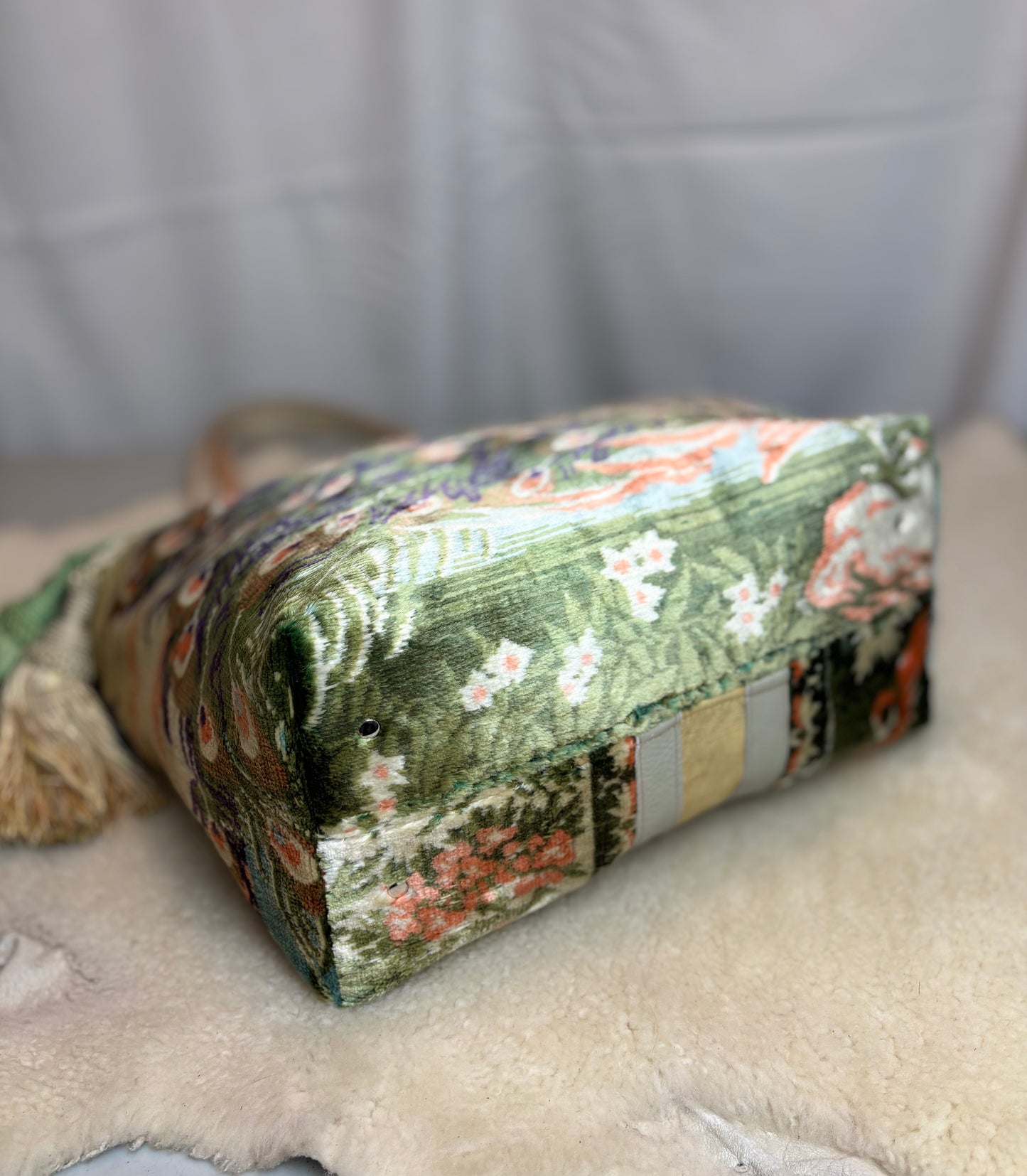 Pastel Peacock Velvet Ziptop Bag