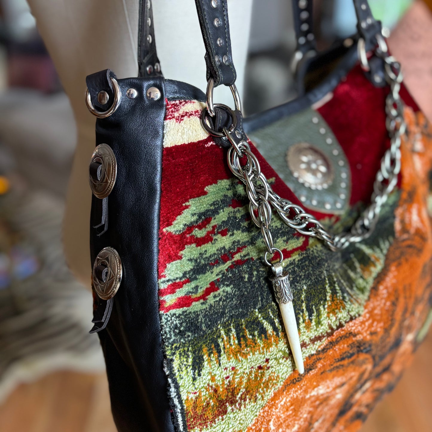 Lioness and Cubs Velvet Tapestry Bag