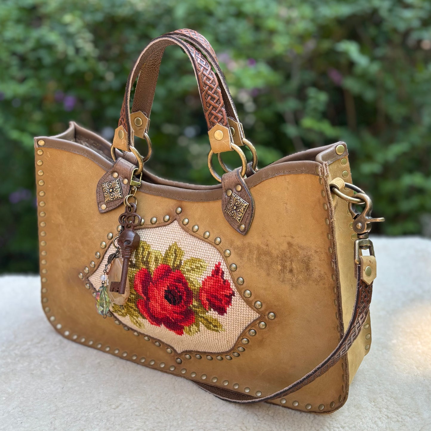 Light Olive Needlepoint Heirloom Bag
