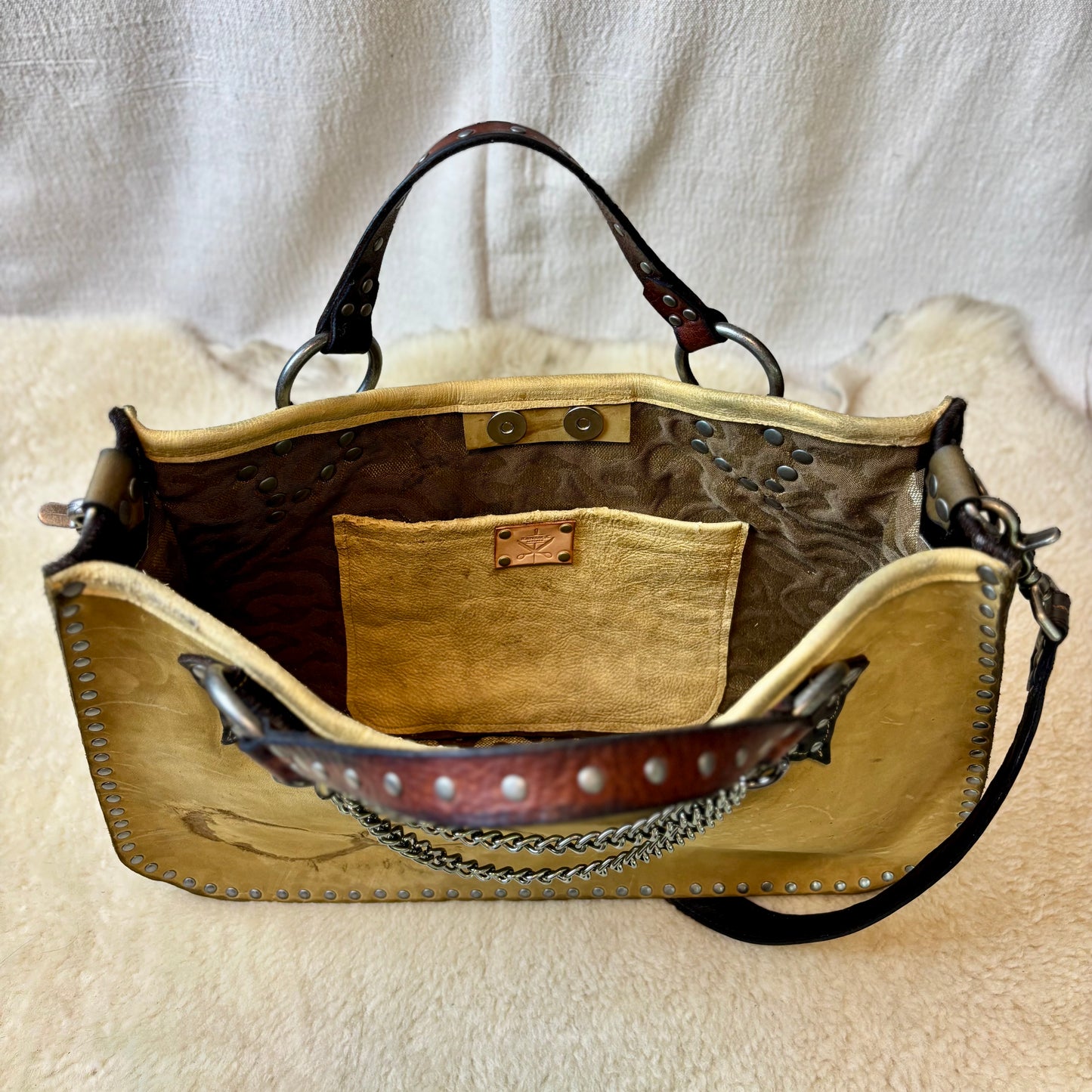 Branded Cowhide Box Bag