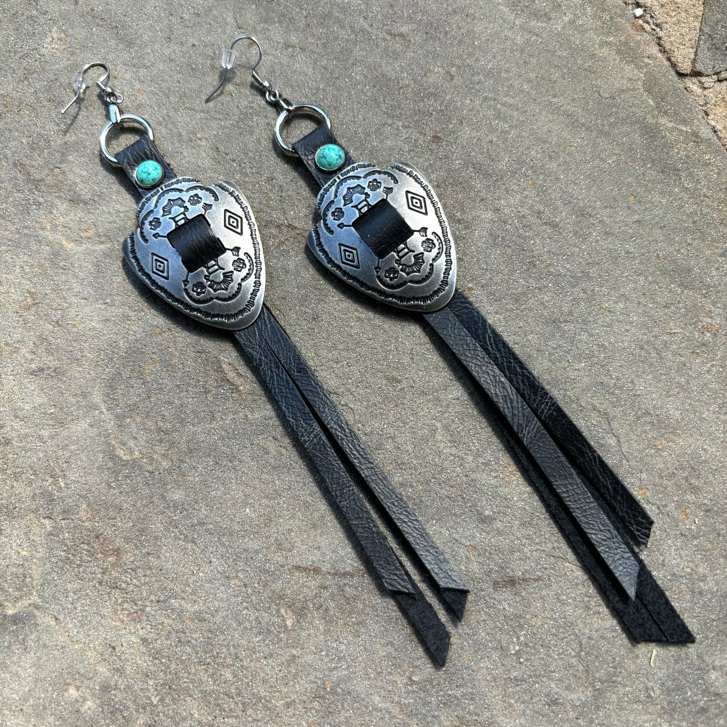 Black Arrowhead Earrings with Turquoise