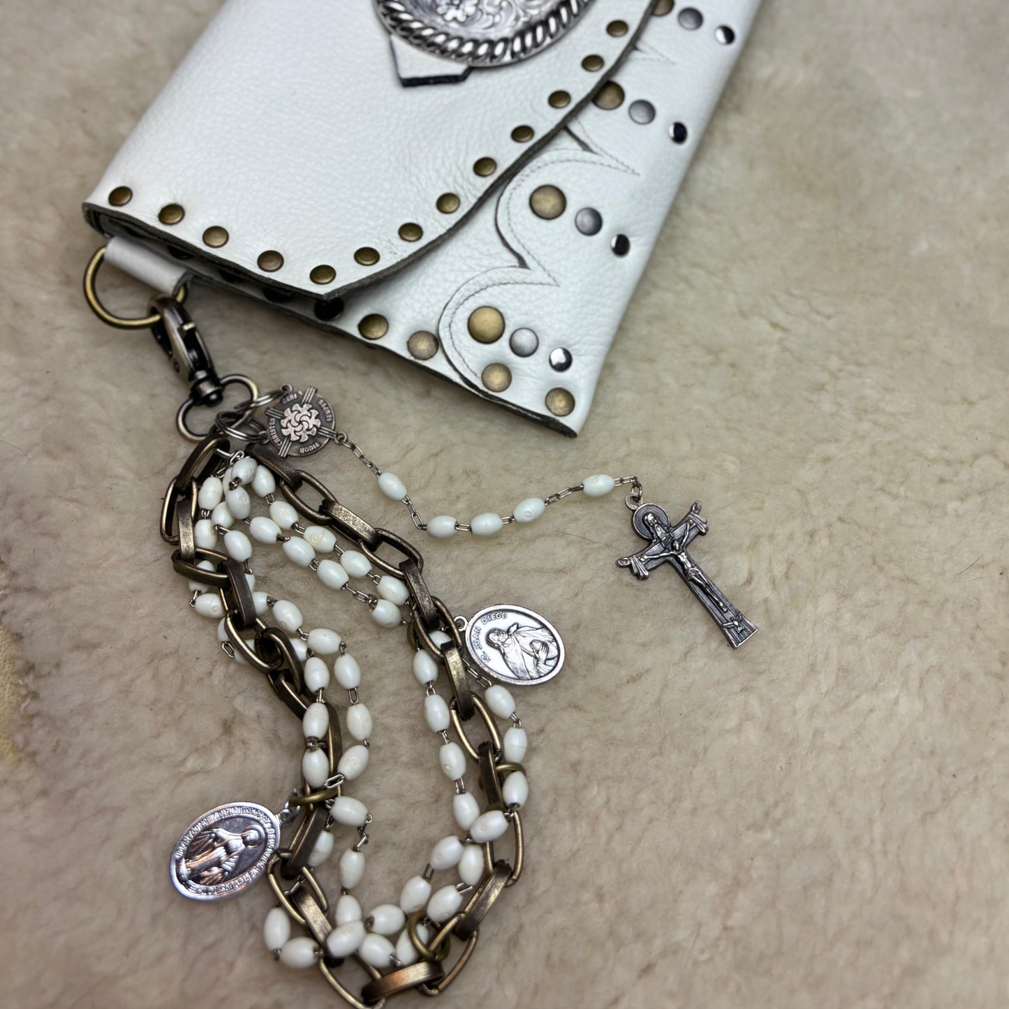 Winter White Rosary Clutch