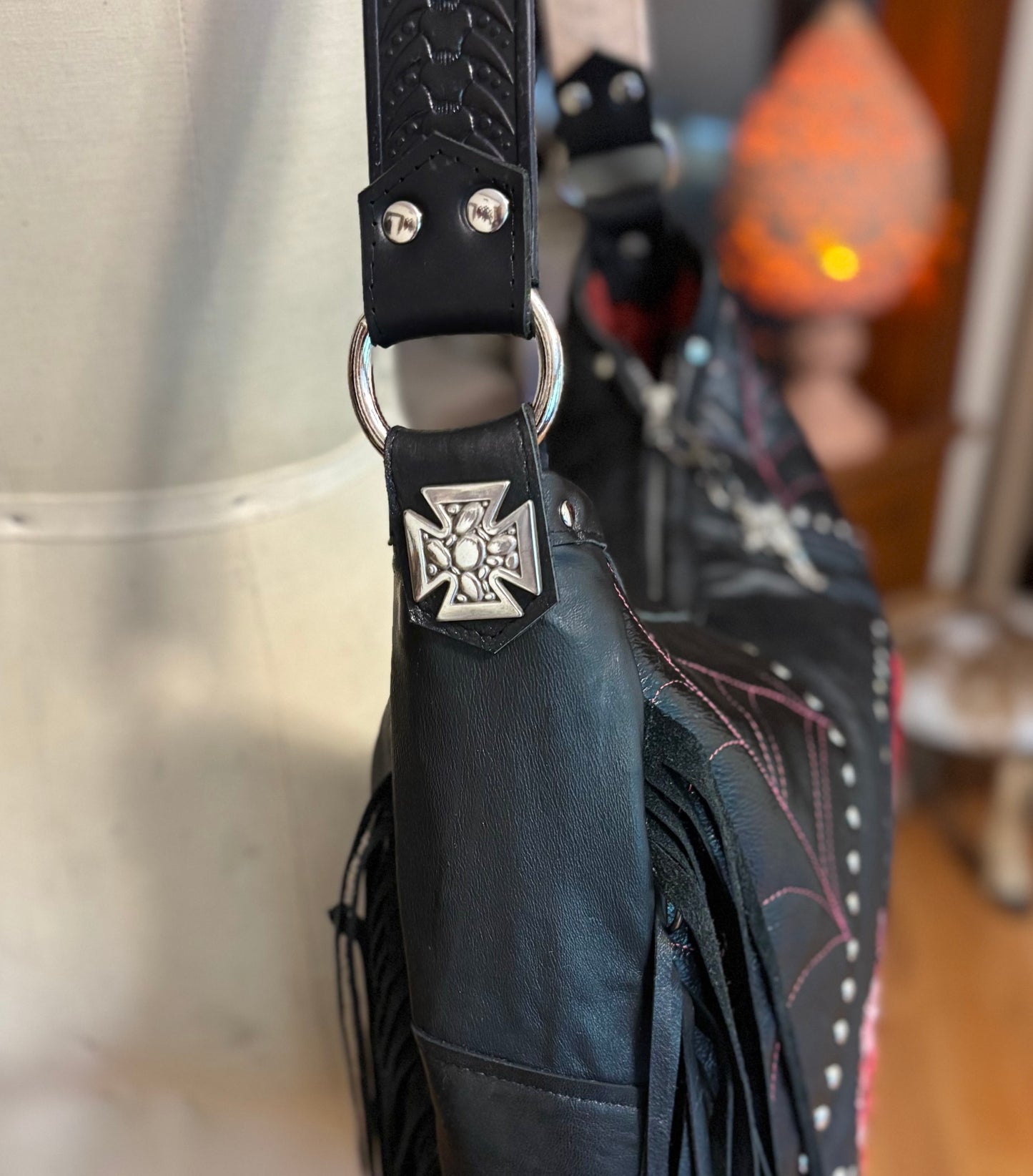 Black Leather Rock n Roll Queen Bag
