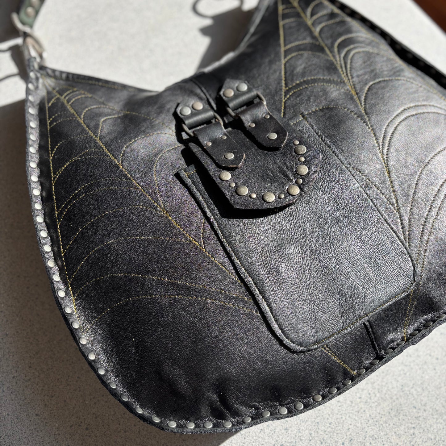 Black and Green Spiderweb Bag