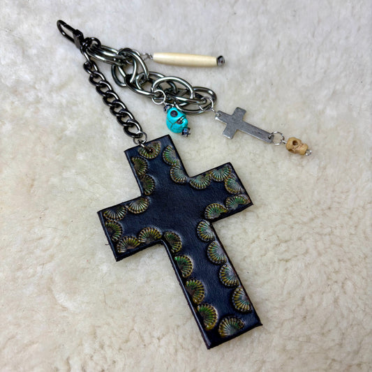 Black and Green Cross Bag Charm