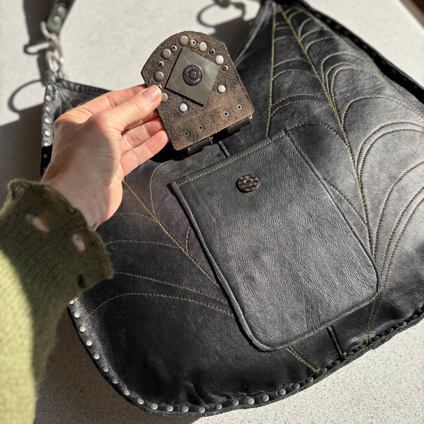 Black and Green Spiderweb Bag