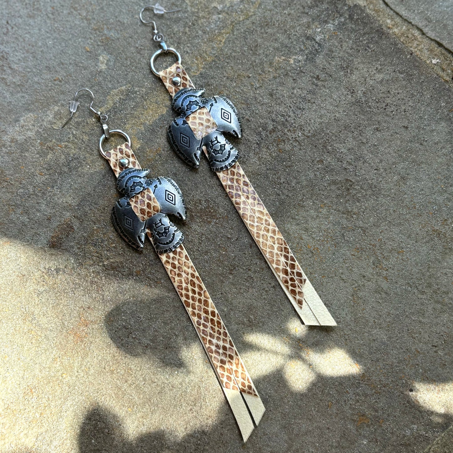 Natural Snake Thunderbird Earrings